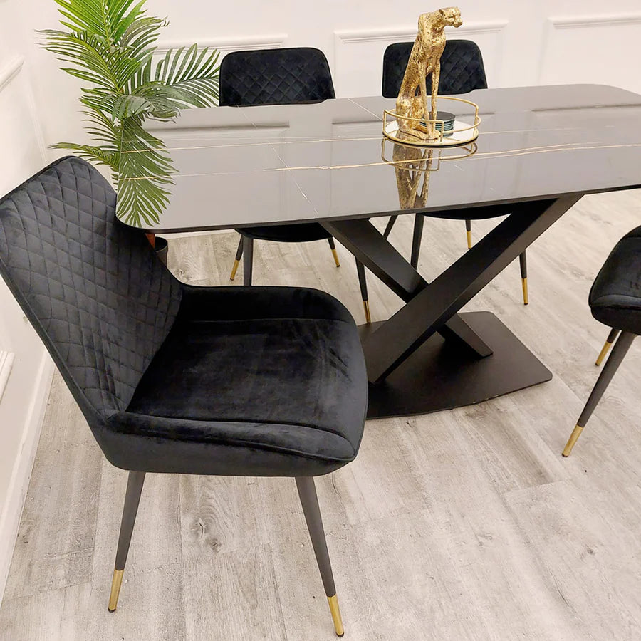 Apollo Black Sintered Stone Top Dining Table