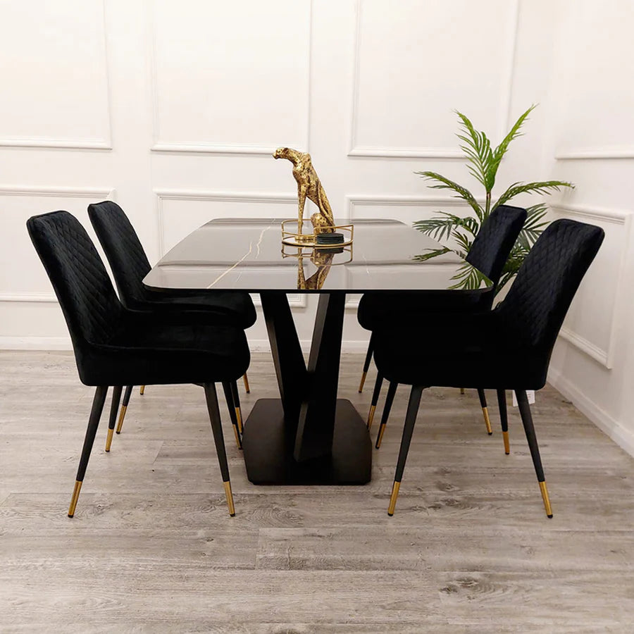 Apollo Black Sintered Stone Top Dining Table