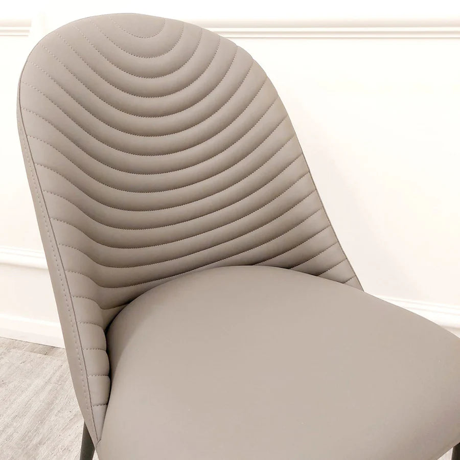 Ribbed Leather Dining Chair