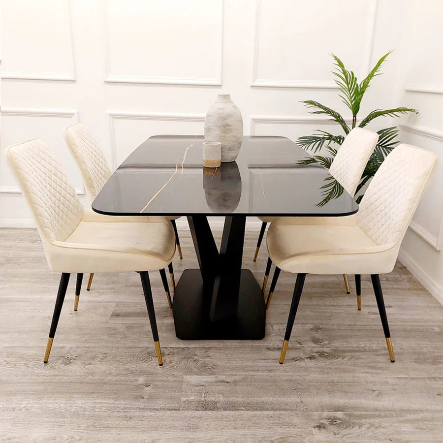 Apollo Black Sintered Stone Top Dining Table