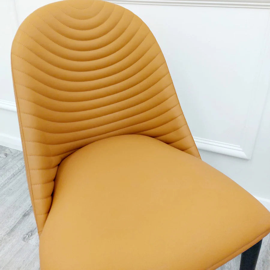 Ribbed Leather Dining Chair