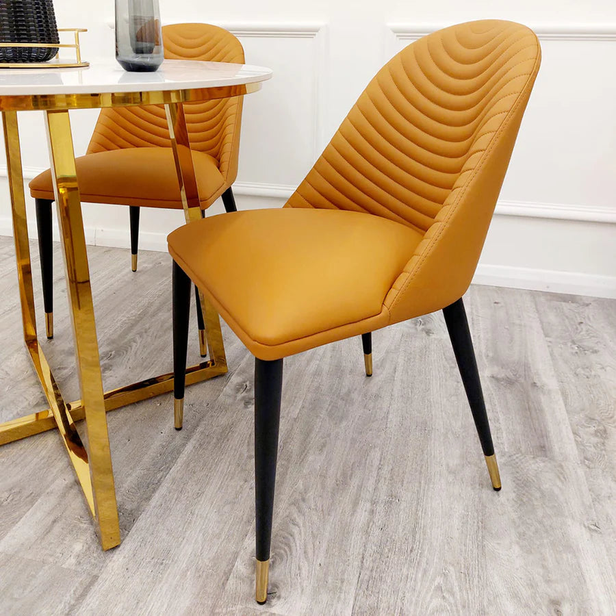 Ribbed Leather Dining Chair